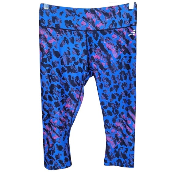 bcg Pants - BCG | Women's Blue Black Pink Leopard Print Crop Leggings - Size M